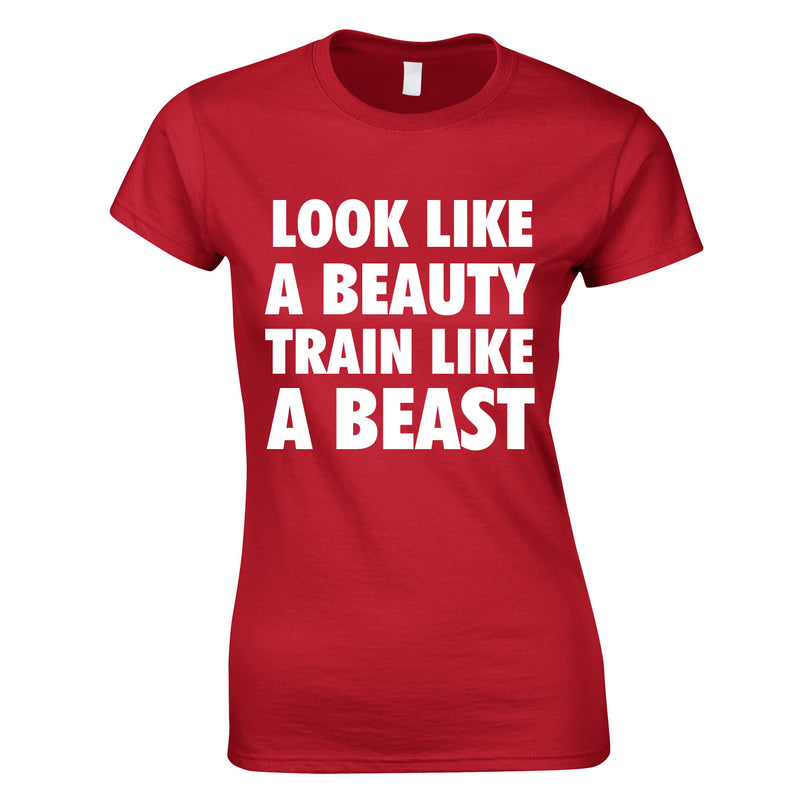 Look Like A Beauty Train Like A Beast Women's Top In Red