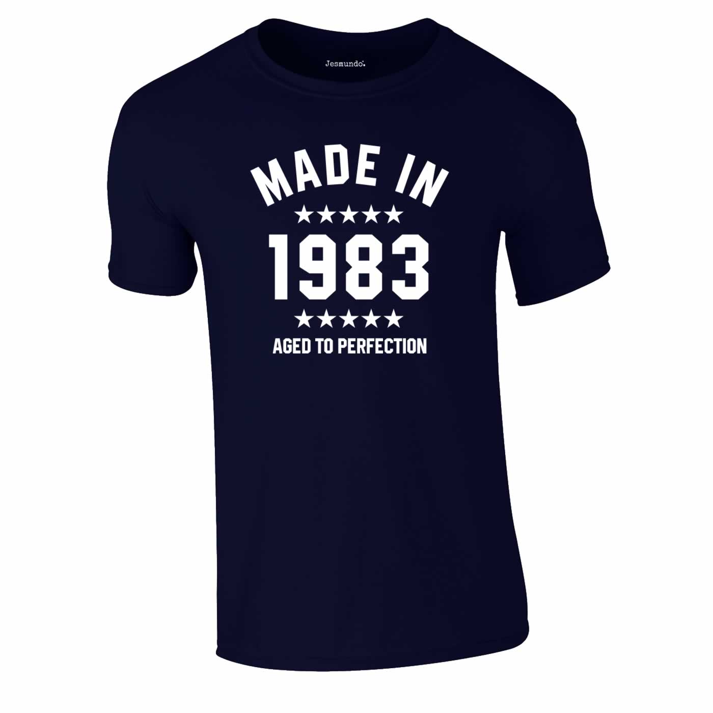 Made In 1983 Aged To Perfection 40th Tee In Navy