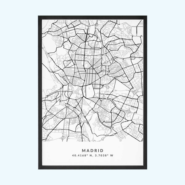 Madrid City Streets Poster Minimalist Design