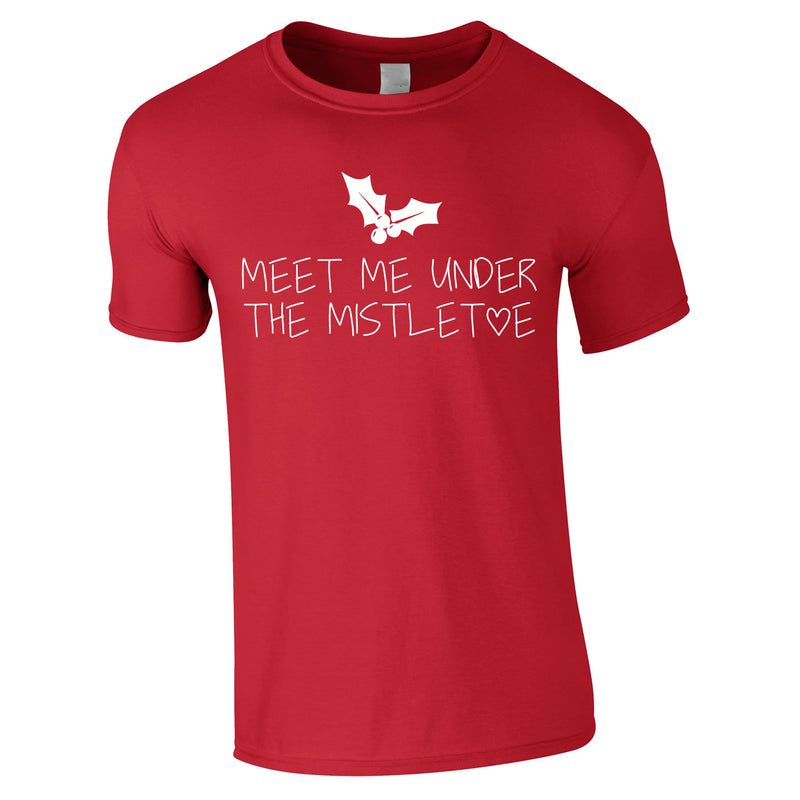 Meet Me Under The Mistletoe Men's Tee In Red