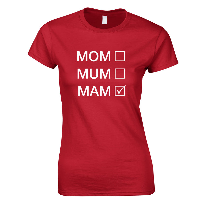 Mom Mum Mam Ladies Top In Red