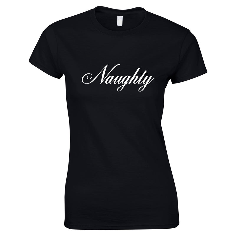 Naughty Slogan Top In Black