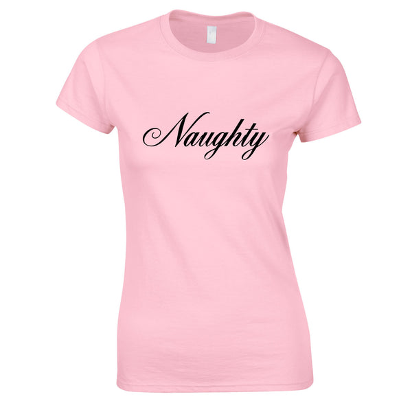Naughty Slogan Top In Pink