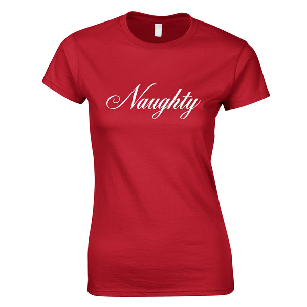 Naughty Slogan Top In Red