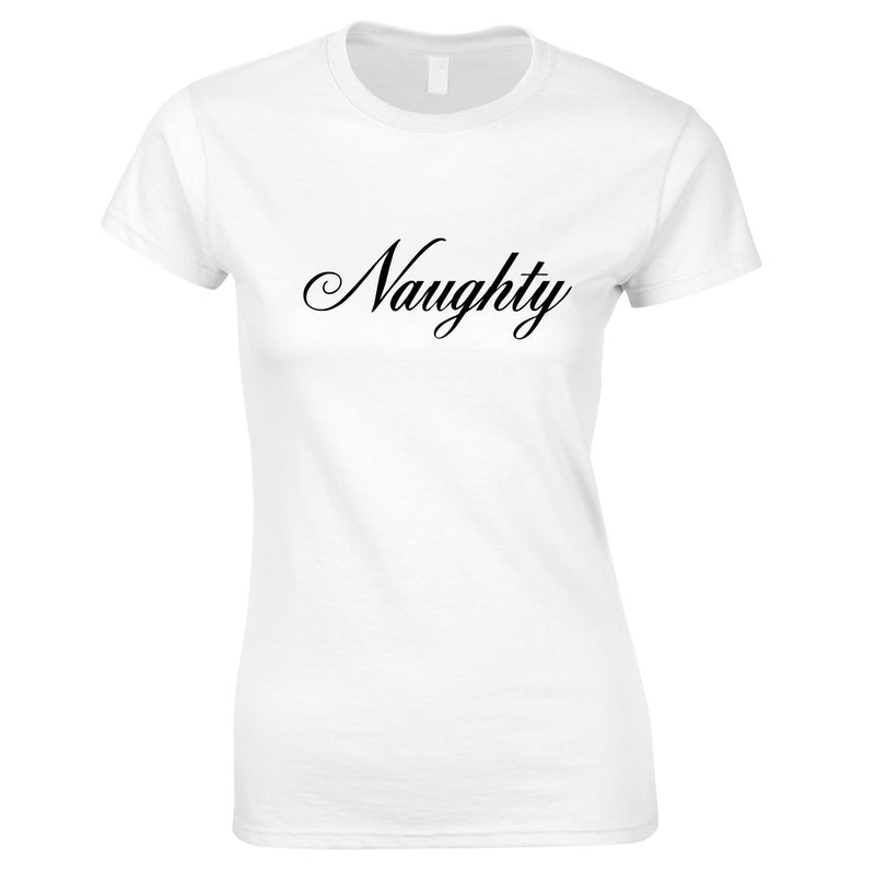 Naughty Slogan Top In White