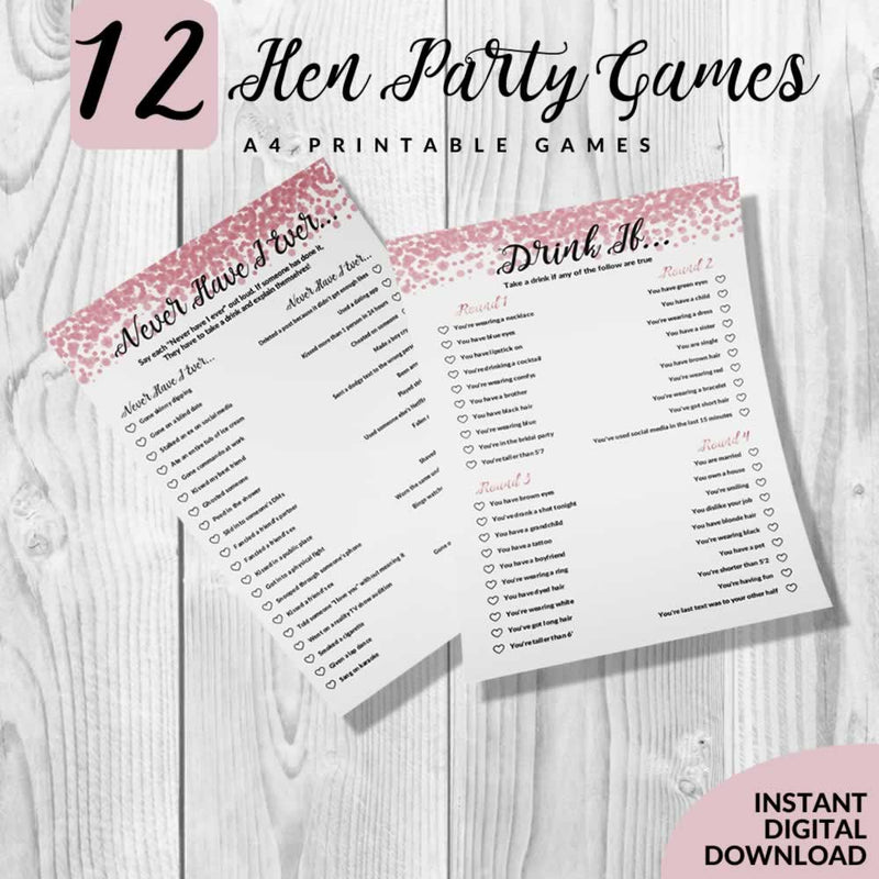 Never Have I Ever Hen Party Game Printable Download