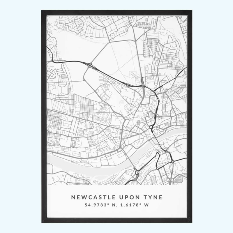 Newcastle Minimalist City Map Poster Print