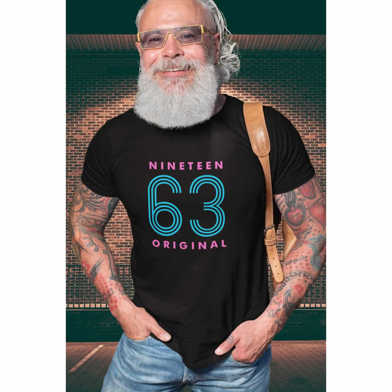 Nineteen 63 Neon 60th Birthday T-Shirt For Men