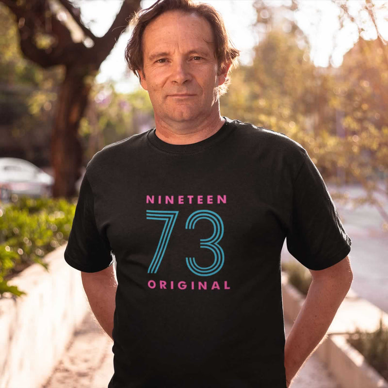 Nineteen 73 Neon Print 50th Birthday T-Shirt For Men