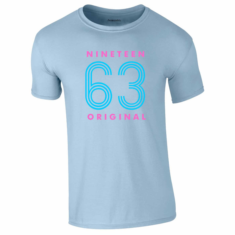 Nineteen 63 Neon 60th Tee In Sky Blue