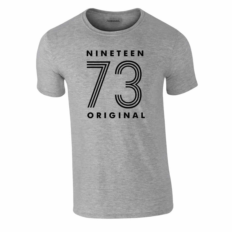 Nineteen 73 Neon Print 50th Birthday Tee In Grey