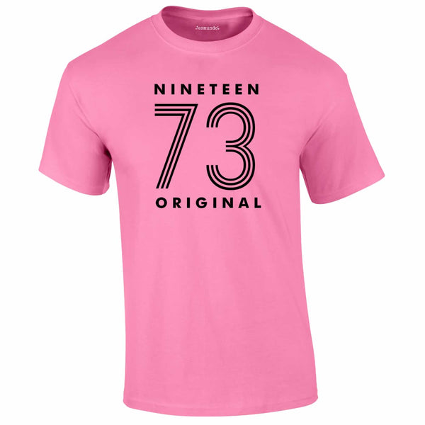Nineteen 73 Neon Print 50th Birthday Tee In Pink