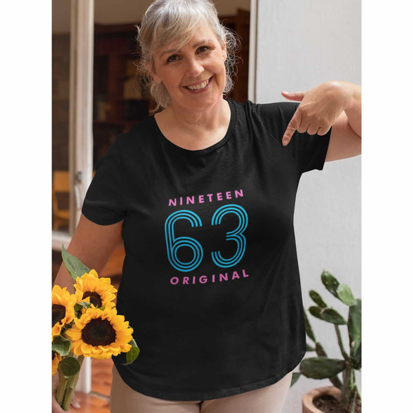 Nineteen 63 Neon 60th Birthday T-Shirt For Women