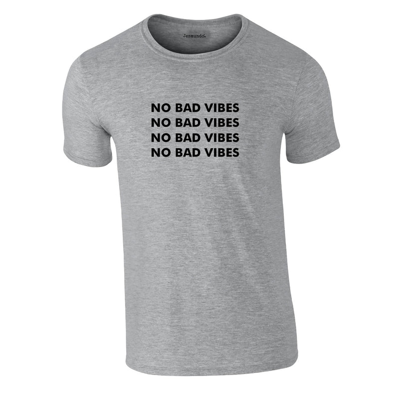 No Bad Vibes Repeat Pattern Tee In Grey