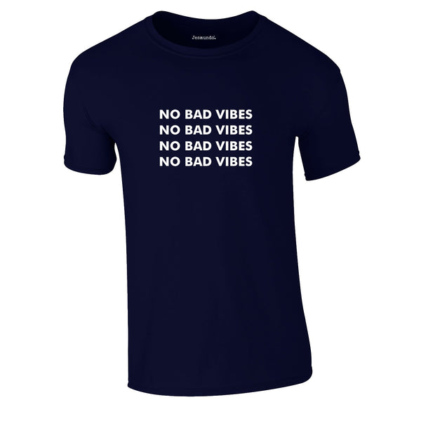 No Bad Vibes Repeat Pattern Tee In Navy
