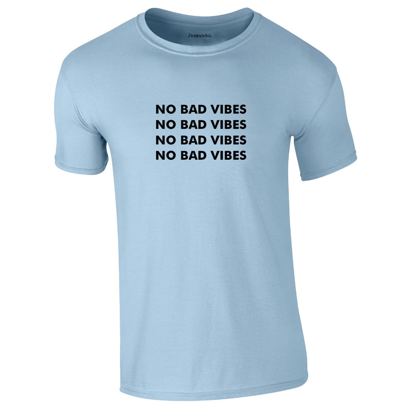 No Bad Vibes Repeat Pattern Tee In Sky