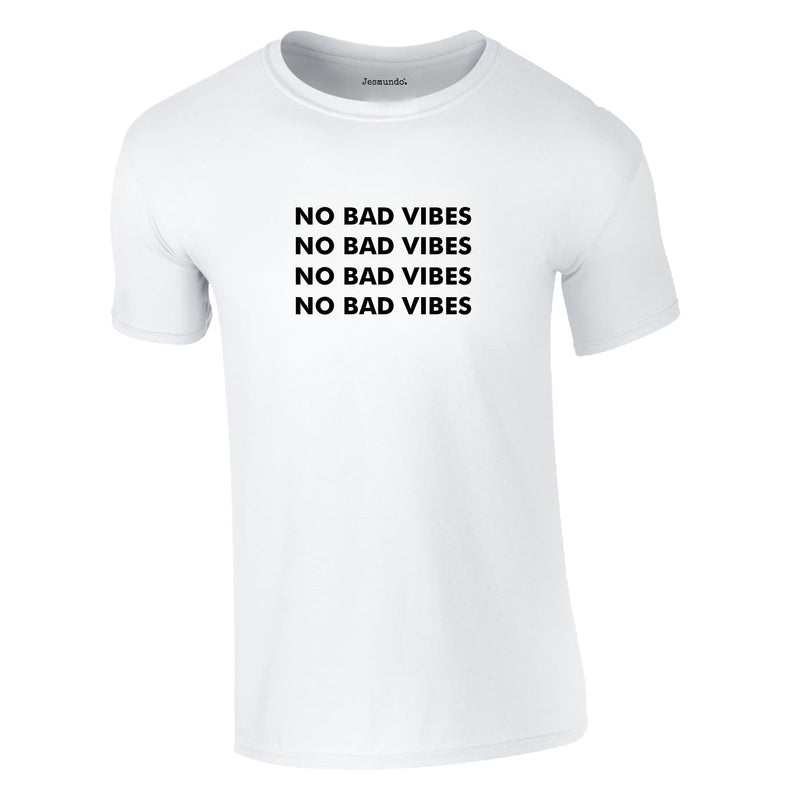 No Bad Vibes Repeat Pattern Tee In White