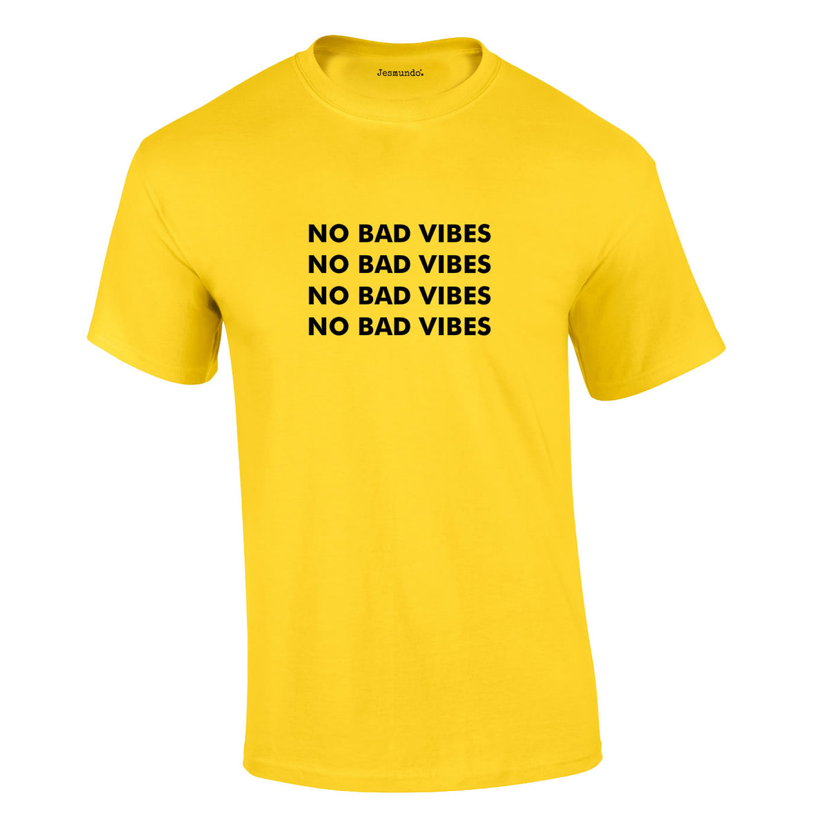No Bad Vibes Repeat Pattern Tee In Yellow
