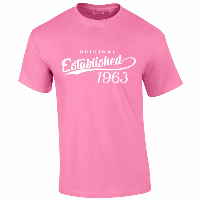 Original Established 1963 60th Birthday Tee In Pink