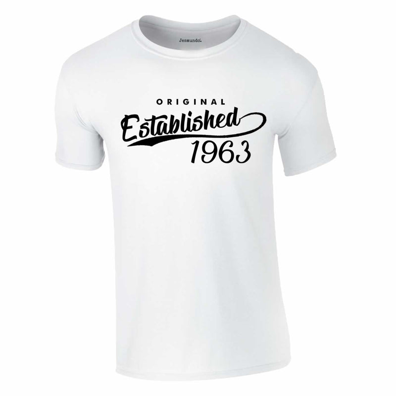 Original Established 1963 60th Birthday Tee In White