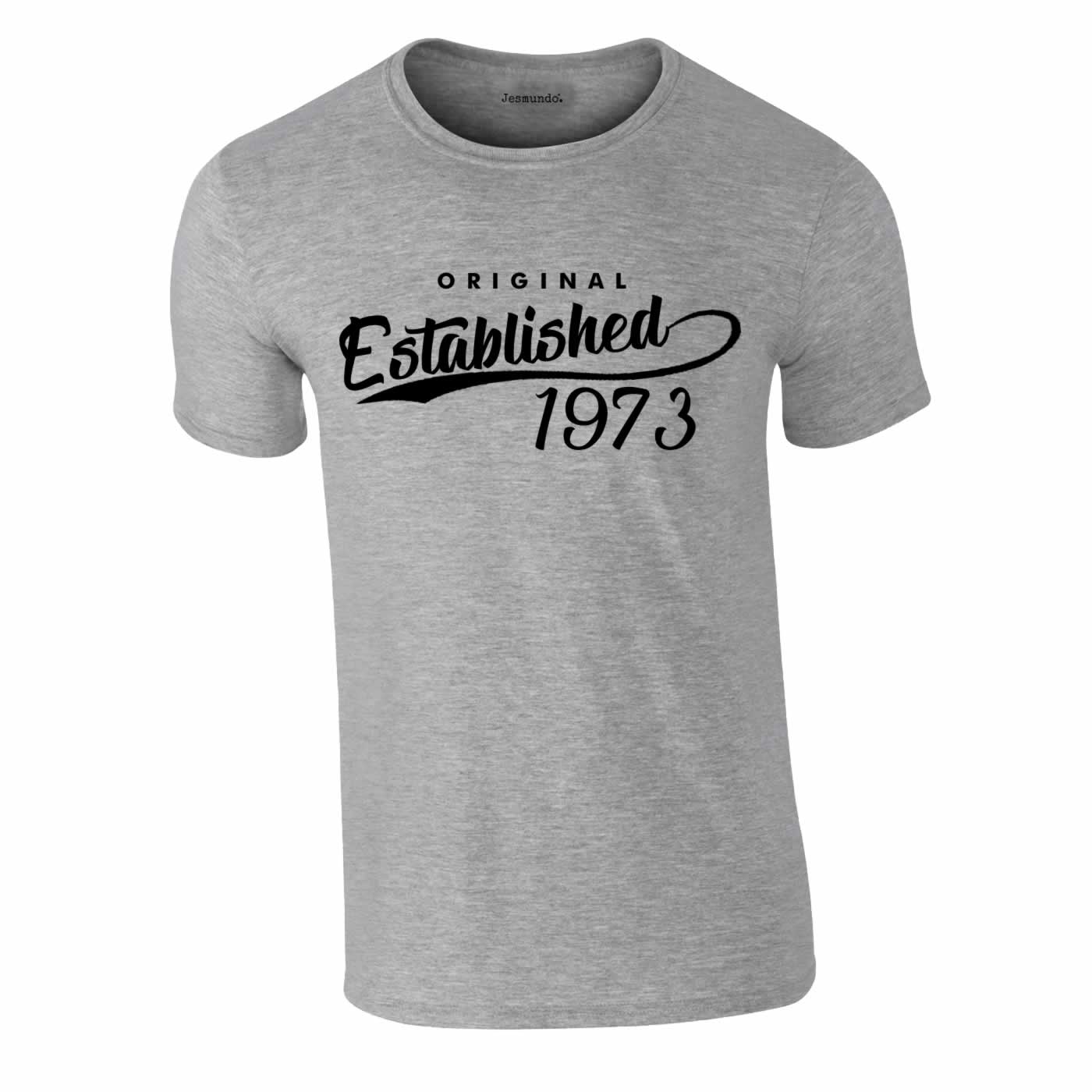 Original Established 1973 Birthday Tee In Grey