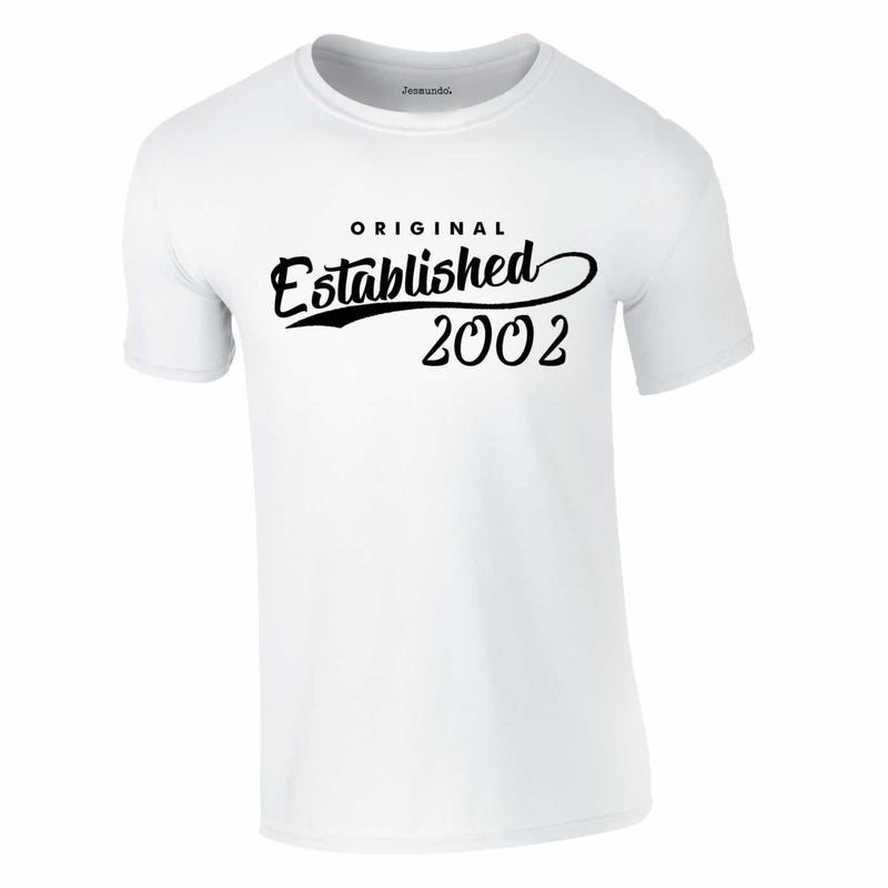 Original Established 2002 21st Birthday Tee In White