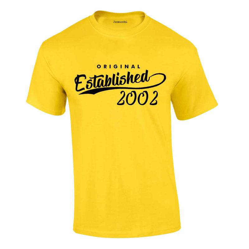 Original Established 2002 21st Birthday Tee In Yellow