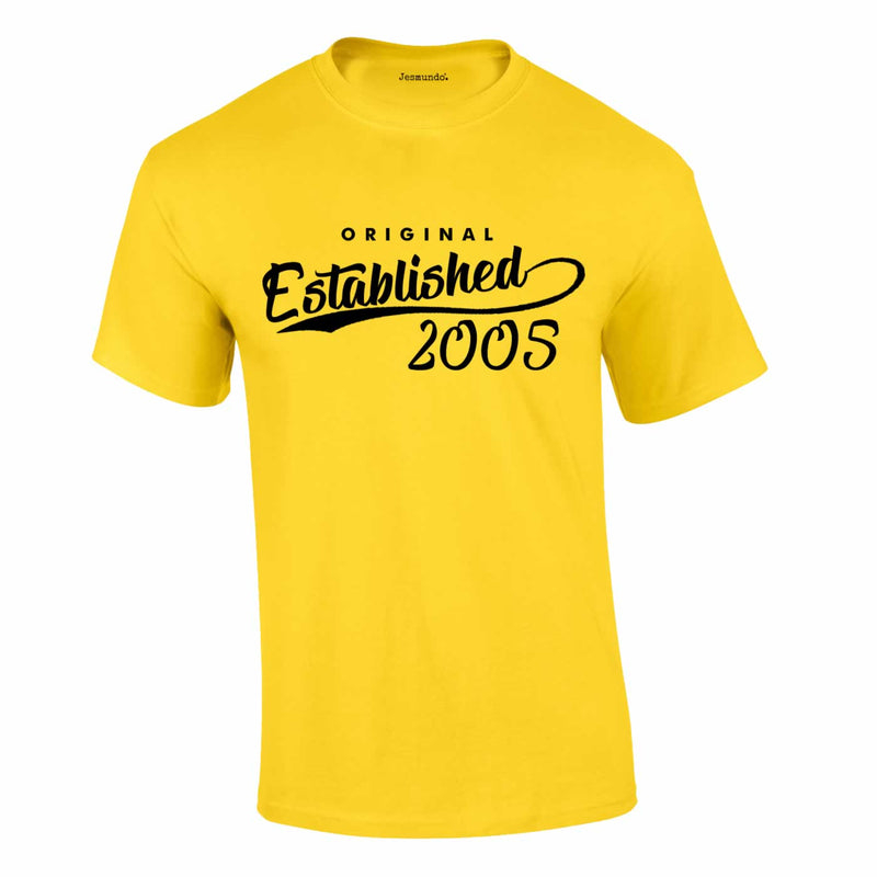 Original Established 2005 Tee In Yellow