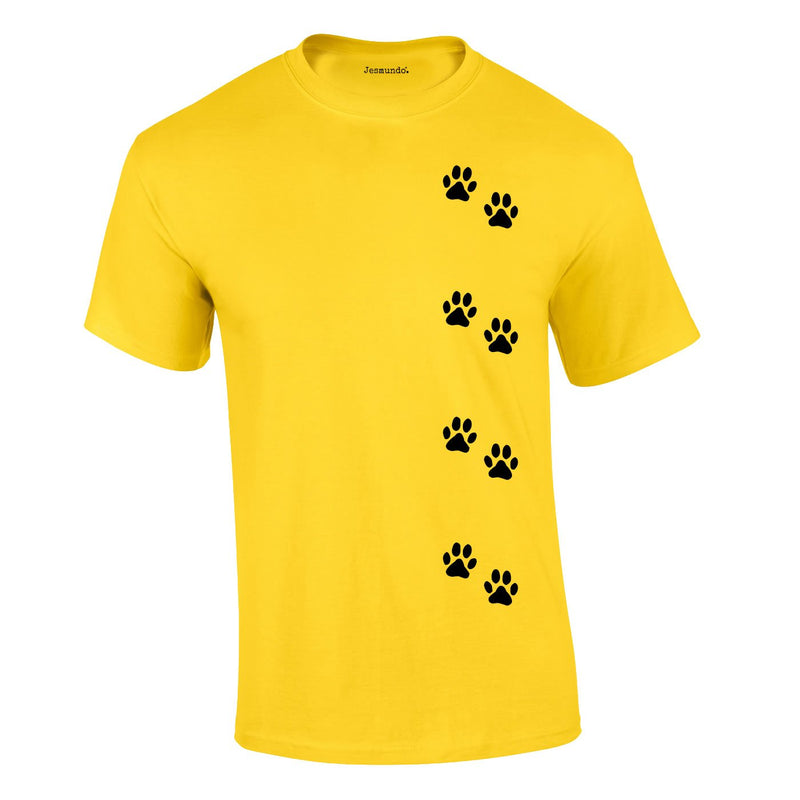 Dog Paws Walking Tee In Yellow