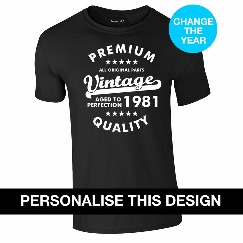 Premium Quality Vintage Personalised Birthday T-Shirt