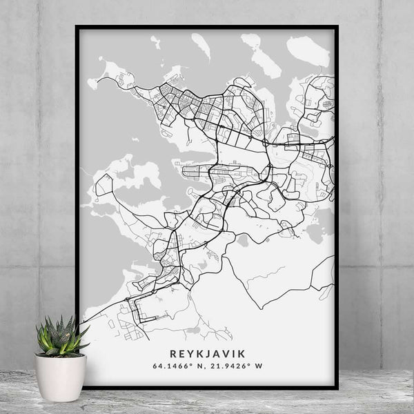 Reykjavik Map Print - Minimalist City Poster