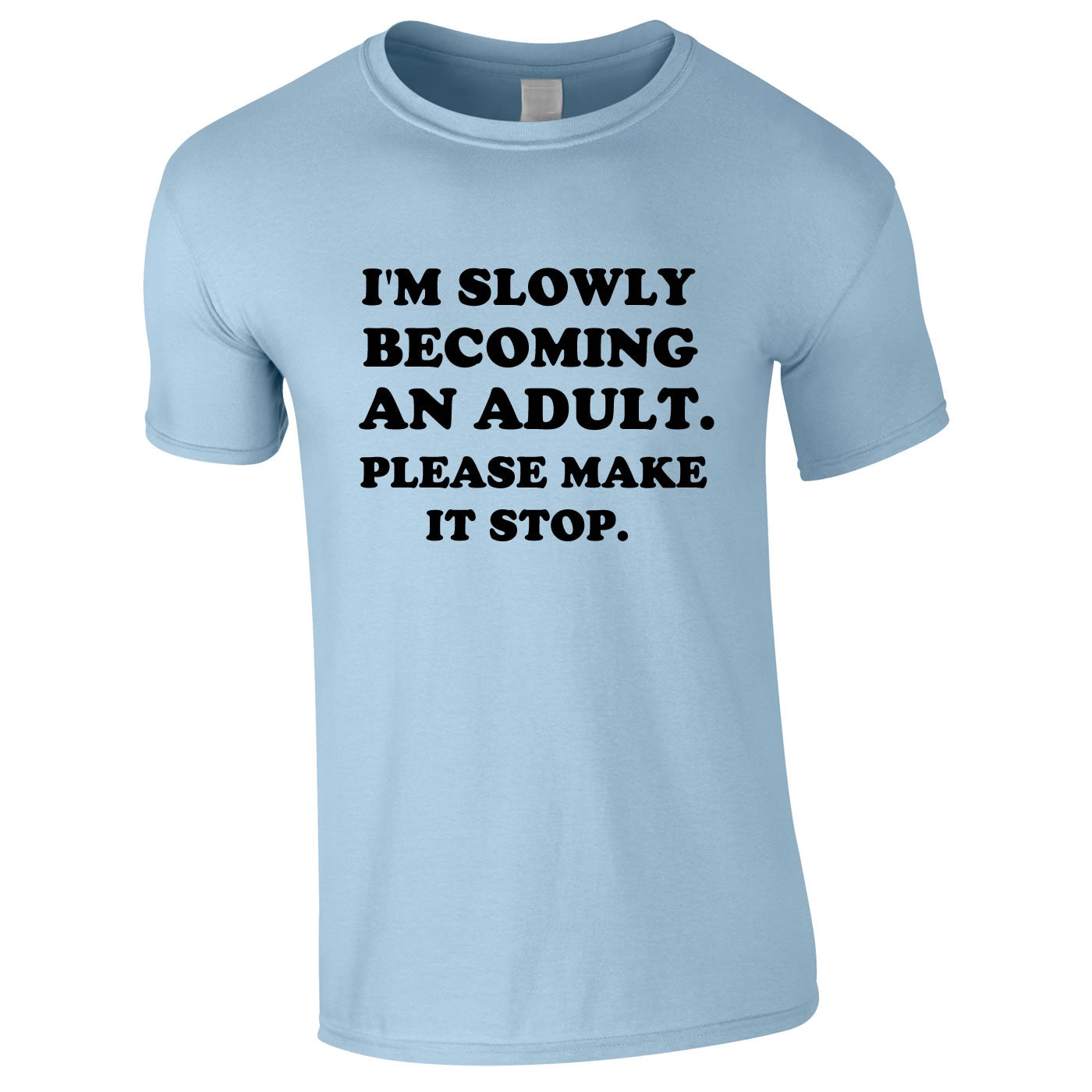 I'm Slowly Becoming An Adult Please Make It Stop Sky Tee