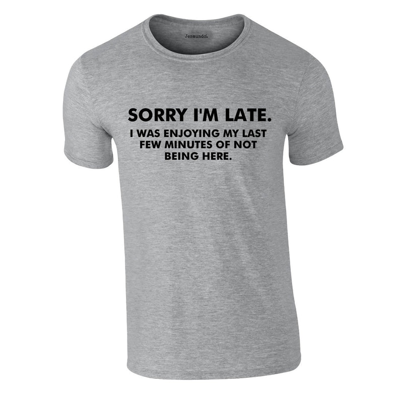 Sorry I'm Late I Was Enjoying My Last Few Minutes Of Not Being Here Tee In Grey
