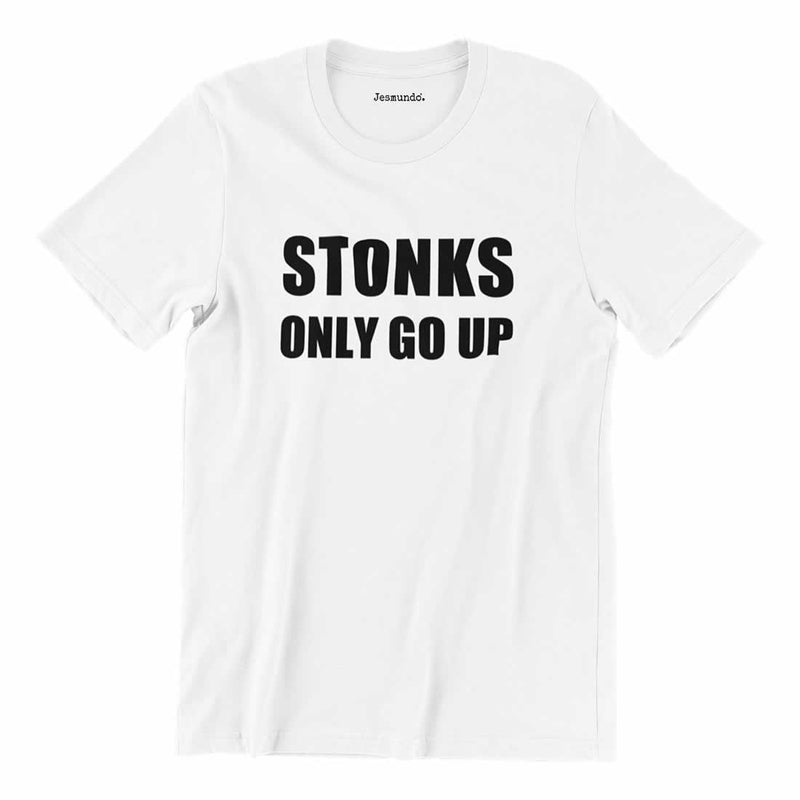 Stonks Only Go Up Meme Shirt In White