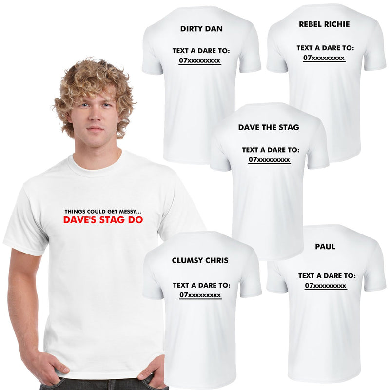 Stag Party T Shirts - Text the stag a dare