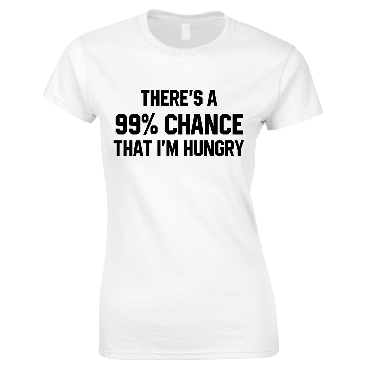 There's A 99% Chance That I'm Hungry Ladies Top In White