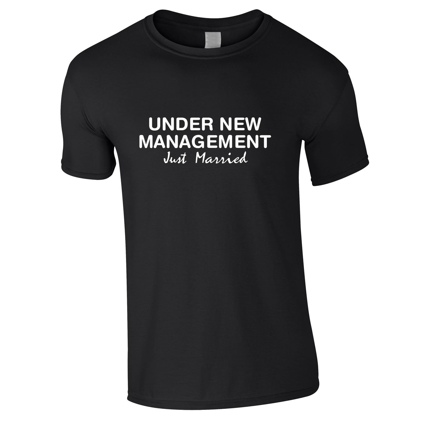 Under New Management Just Married Tee In Black