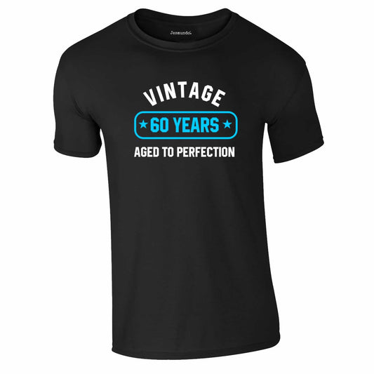 Vintage 60 Years Aged To Perfection Tee In Black