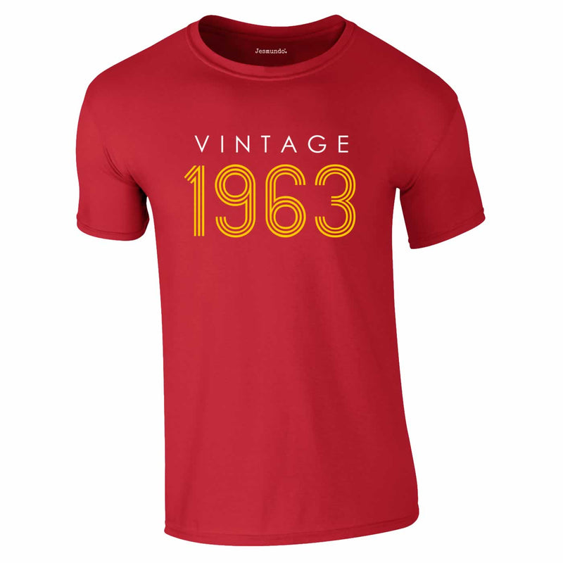Vintage 1963 60th Birthday Tee In Red