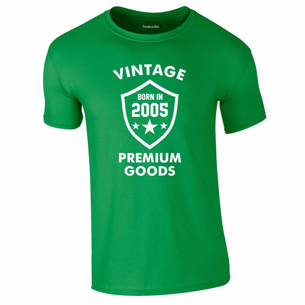 Vintage Premium Born In 2005 Tee In Green