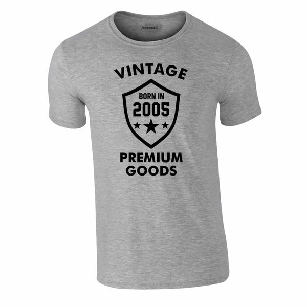 Vintage Premium Born In 2005 Tee In Grey