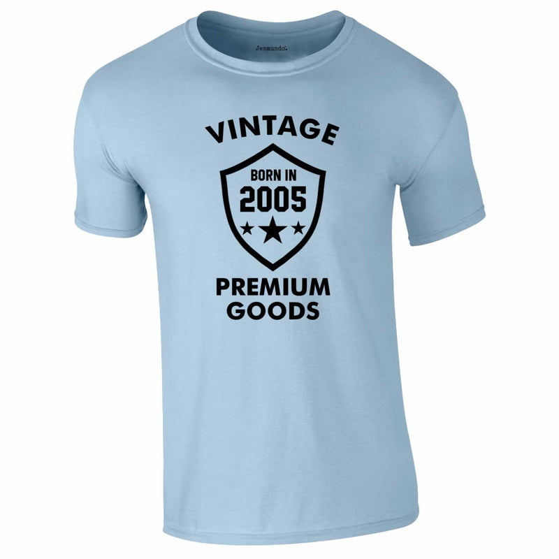 Vintage Premium Born In 2005 Tee In Sky Blue