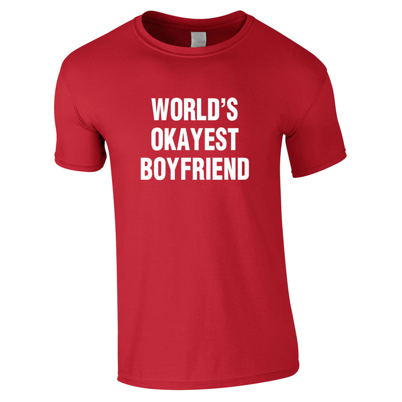 World's Okayest Boyfriend Tee In Red