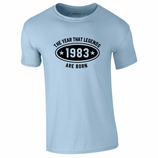 1983 Year That Legends Are Born Tee In Sky blue